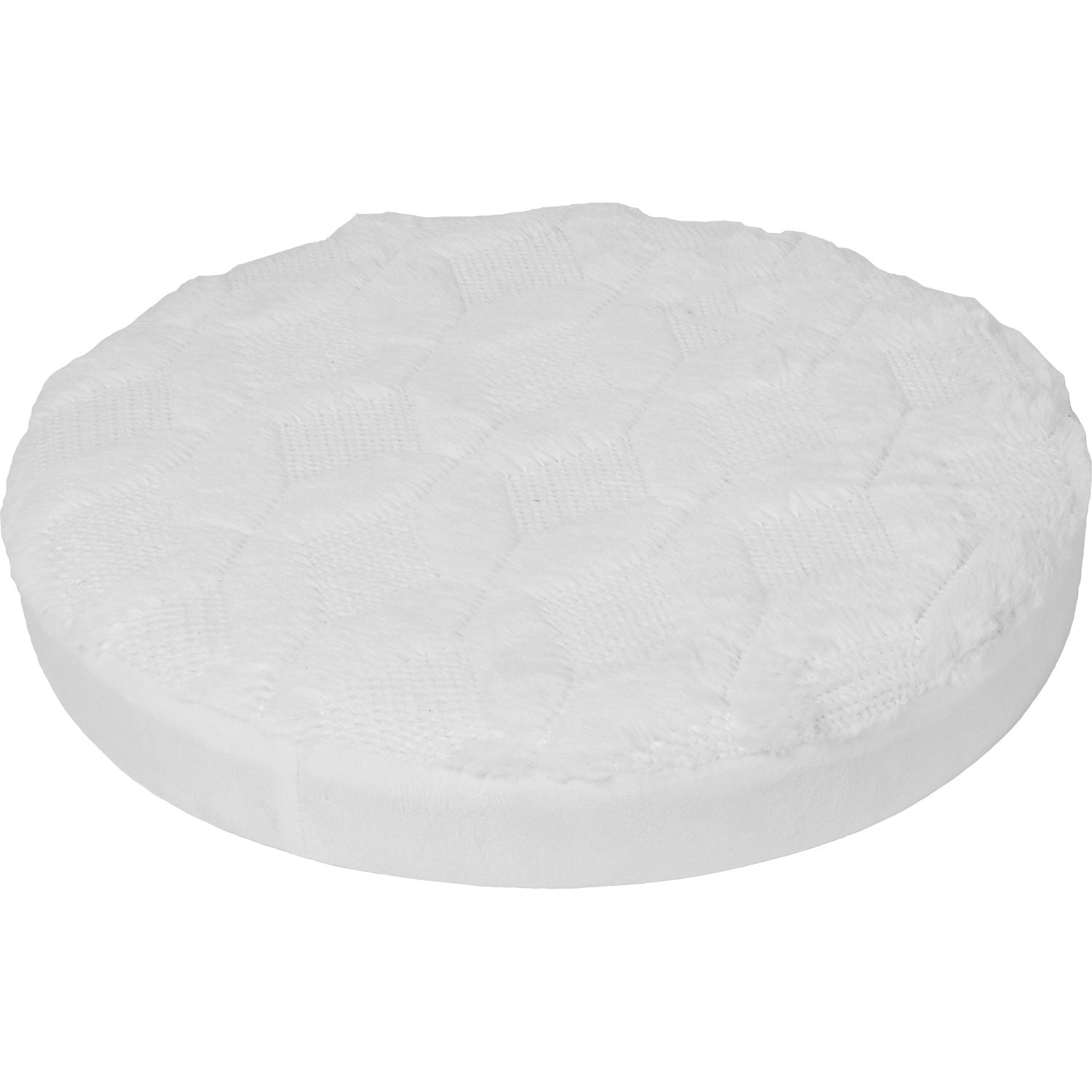 VESTIAMO CASA - Pouf Contenitore richiudibile Rivestimento in Damascato Bianco - h38 cm diametro 38 cm